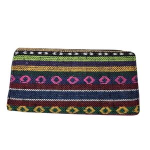 Woven Fabric Zip-Around Wallet Clutch Mulicolor Rasta Baja Hippie Beachy Boho